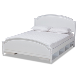 Baxton Studio Elise Classic and Traditional Transitional White Finished Wood Full Size Storage Platform Bed